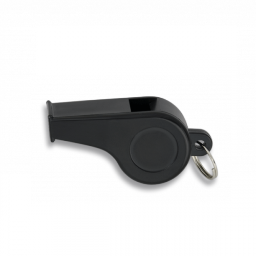 Silbato plástico NEGRO, con anilla. 4 cm