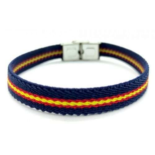 Pulsera azul lona Bandera de España con cierre