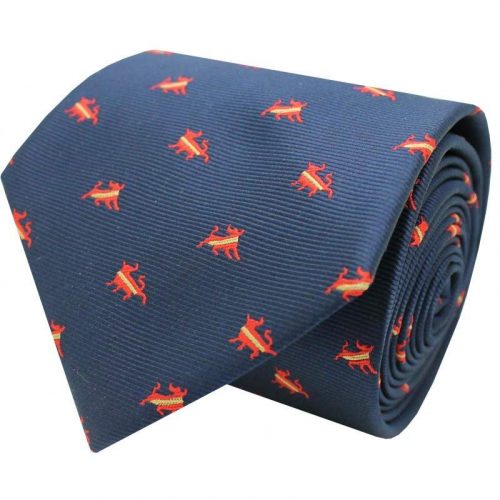 Corbata seda con Toro bandera España azul marino