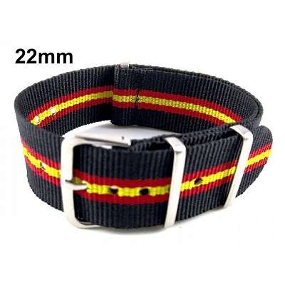 Correa reloj 22mm negro bandera España
