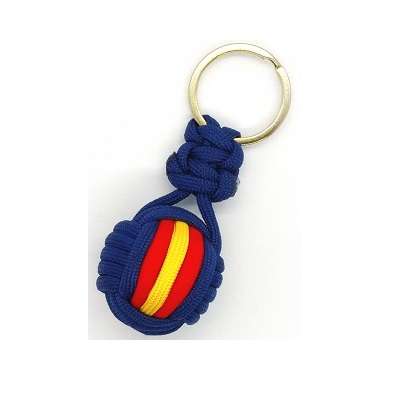 Llavero bola paracord bandera España. Azul.