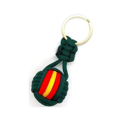 Llavero bola paracord bandera España. Verde