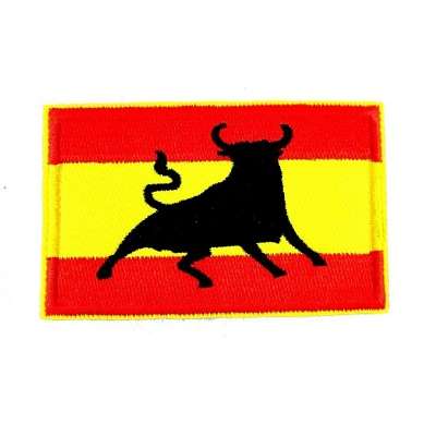 Parche bordado con la Bandera de España y el toro (8x5cm)