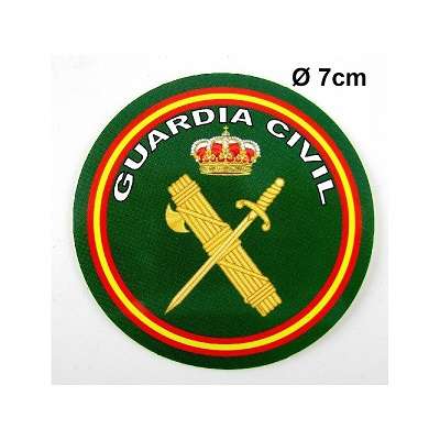 Pegatina de vinilo con el escudo de La Guardia Civil y Bandera de España (Ø 7cm)